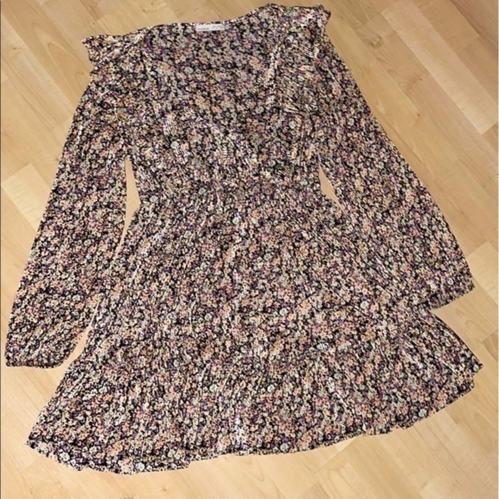 Pull & Bear ASOS plisse mini smock dress in pink floral print L gently preloved - Picture 2 of 14